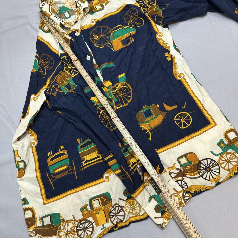 United Colors Of Benetton Shirt Womens Medium Equestrian Carriage Print Italy - Picture 11 of 16